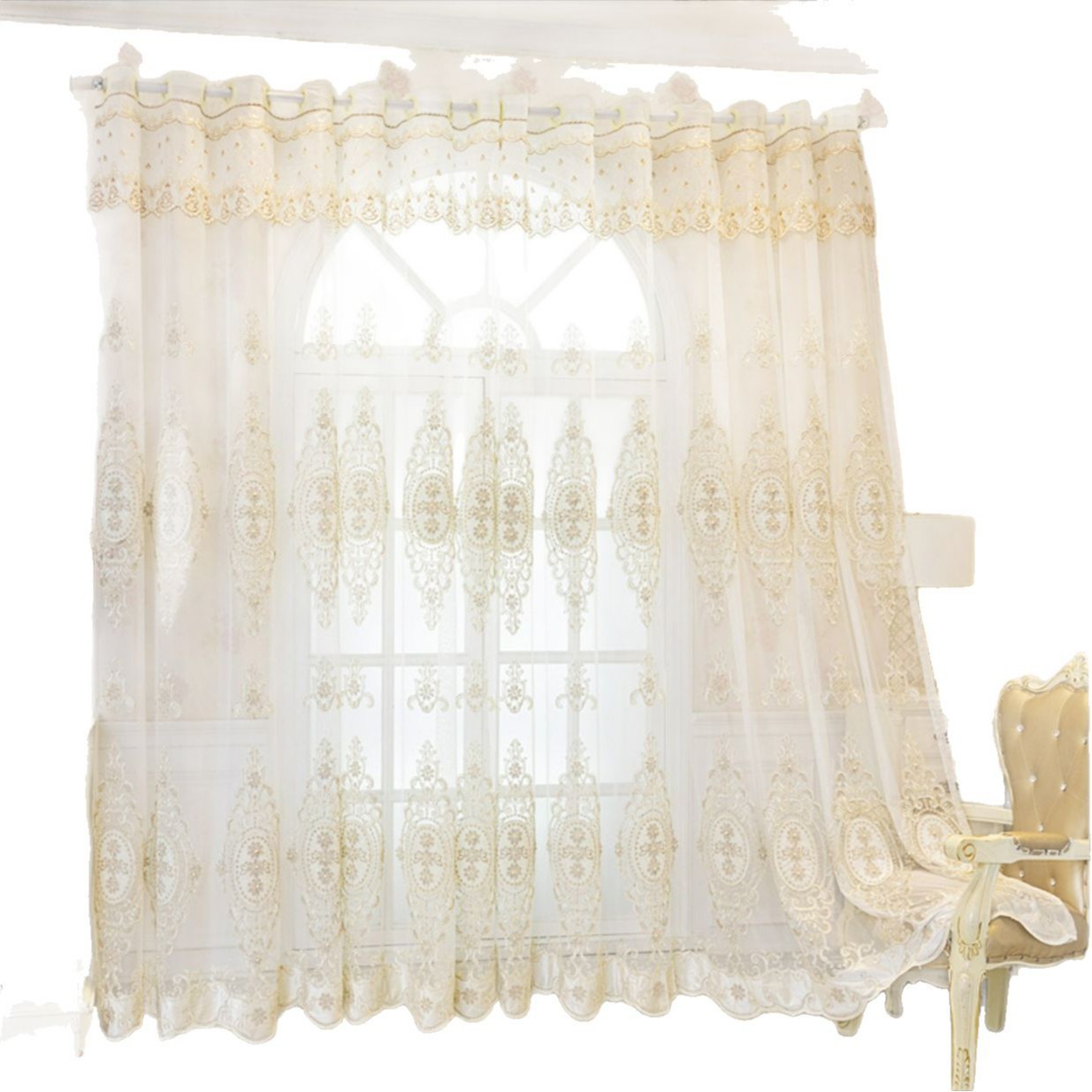 2 Pieces+Transparent Curtain