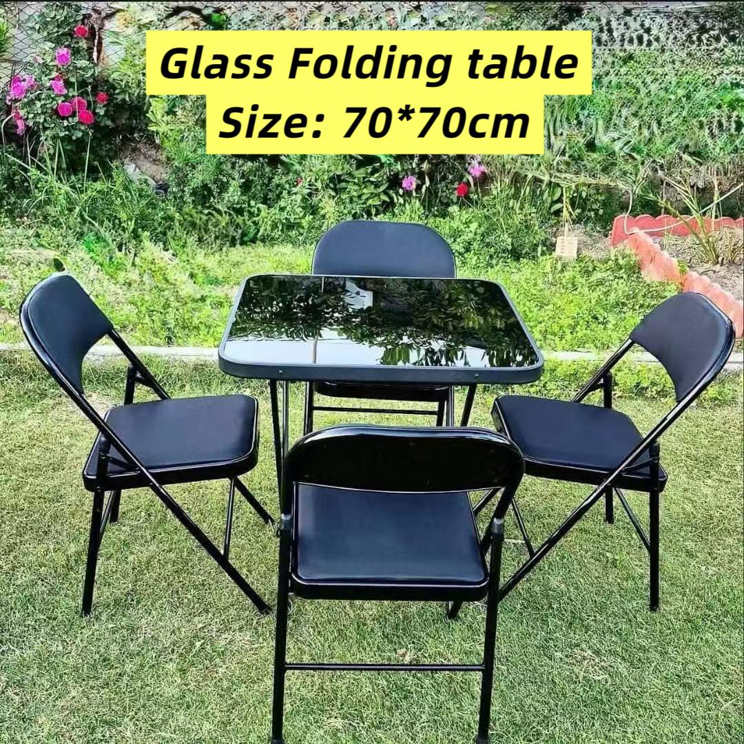  glass folding table set with four chairs