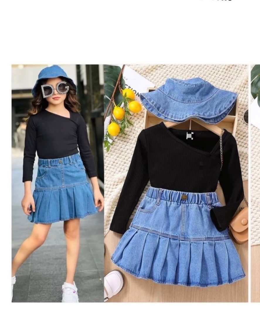  kids' striped bowknot crop top and pants set