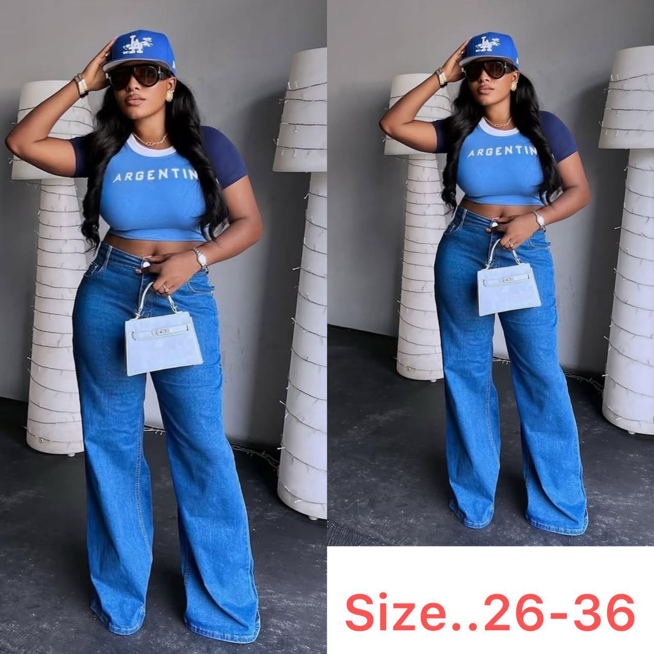  Wide-leg jeans. 