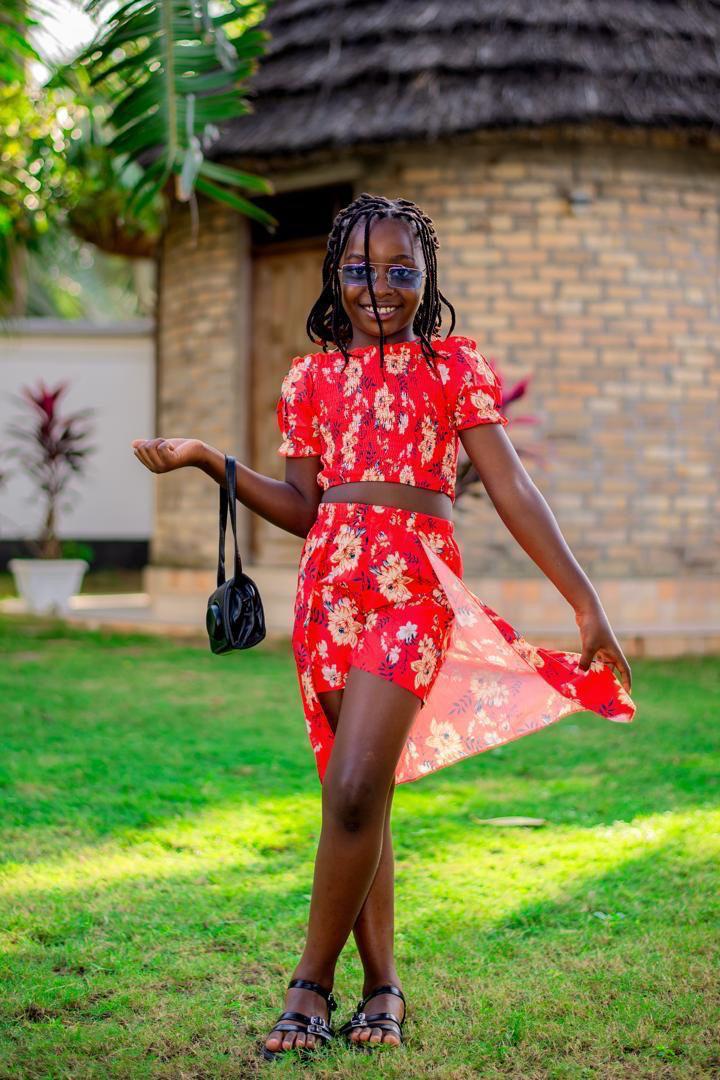  Girls' Summer Lapel Shirt and Skirt/Shorts Set