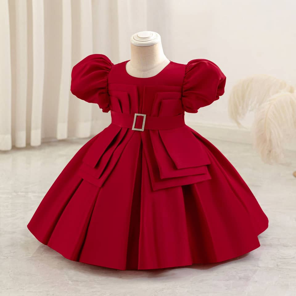 LSLJS Girls Princess Tulle Lace Flower Pageant Dress Puff Sleeve Bow Ruffles Birthday Party Wedding Gown Dress Long Dresses. 
