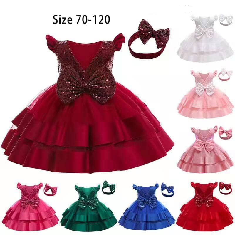  Baby Girls Sequin Bowknot Princess Dresses or Lace Embroidery Bowknot Dresses. 