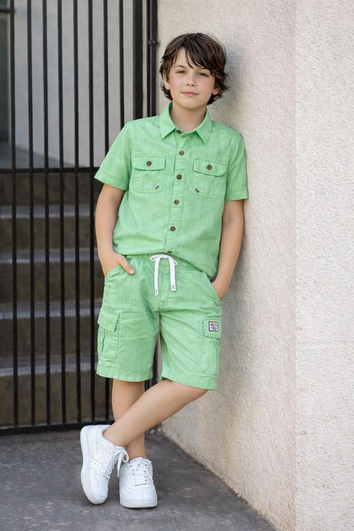 Volunboy Baby Boy Summer Outfit Cotton Linen Shorts Set, 